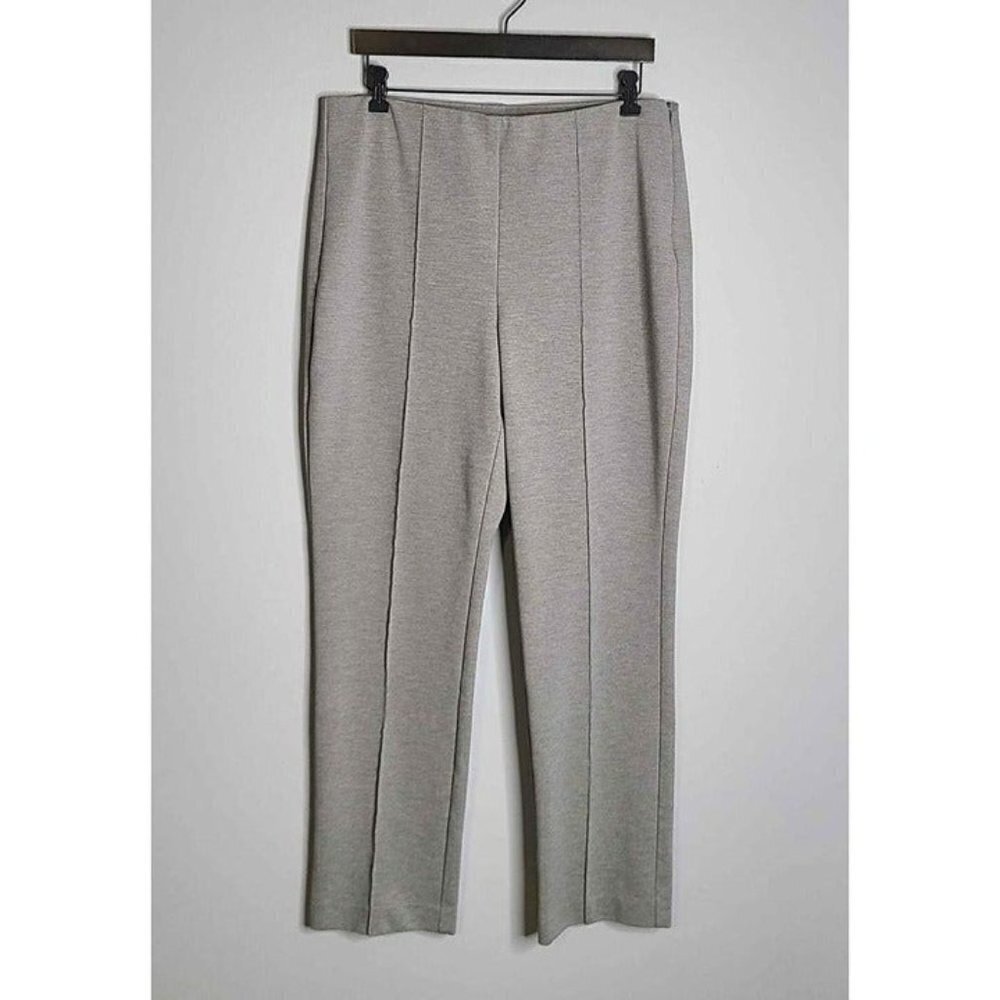 Chicos Womens Light Gray Knit Elastic Waist Hidden Side Zipper Pants Size 2